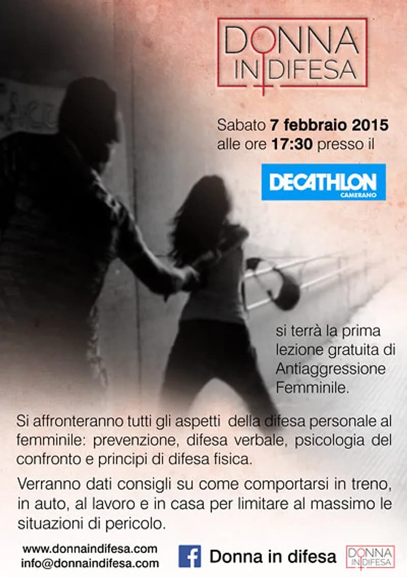 Locandina: Presentazione al Decathlon di Camerano e prima lezione gratuita, febbraio 2015
