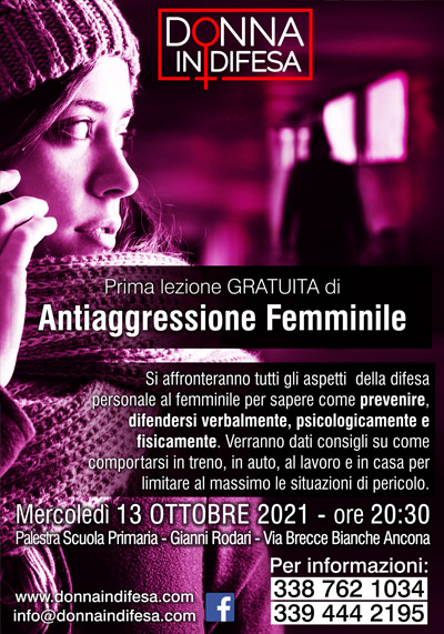 DONNA IN DIFESA Corso Antiaggressione Femminile 13 Ottobre 2021 ore 20:30